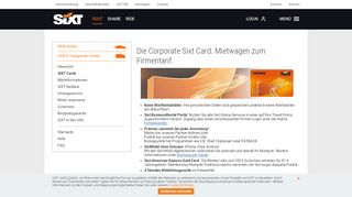 
                            3. Sixt Corporate Card: Mietwagen für Firmenkunden