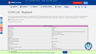 
                            11. SJVN Ltd - Buy back - HDFC securities