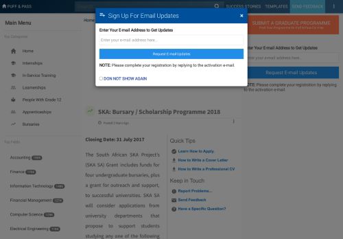 
                            8. SKA: Bursary / Scholarship Programme 2018 - Puff & Pass