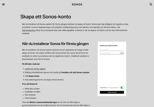 
                            2. Skapa ditt Sonos-konto | Sonos
