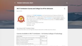
                            9. SKCT Coimbatore Courses and College Cut off for Admission