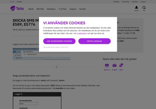 
                            7. Skicka sms med mobilt bredband Huawei E589, E5776 - Telia