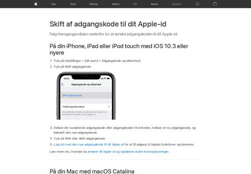 
                            2. Skift af adgangskode til dit Apple-id - Apple-support