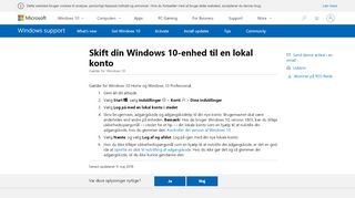 
                            4. Skift din Windows 10-enhed til en lokal konto - Microsoft Support