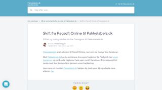 
                            8. Skift fra Pacsoft Online til Pakkelabels.dk | Pakkelabels.dk kundecenter