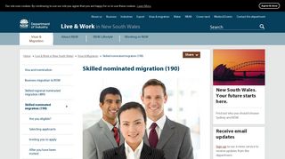 
                            8. Skilled nominated migration (190) - Live & Work in New South Wales