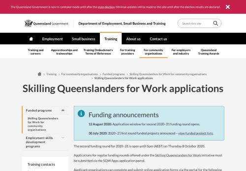 
                            12. Skilling Queenslanders for Work applications - Training