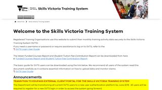 
                            1. Skills Victoria Training System (SVTS) - Department of Education and ...