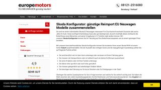 
                            5. Skoda Konfigurator - EU Neuwagen nach Wunsch - europemotors.de