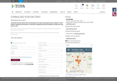 
                            4. Skontaktuj się z nami - TOYA - Internet, Telewizja, Telefon