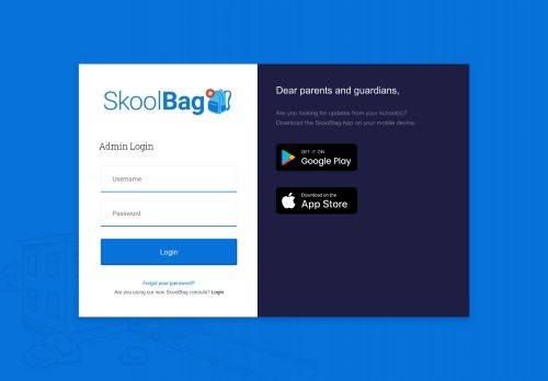 
                            7. Skoolbag App - Admin Login