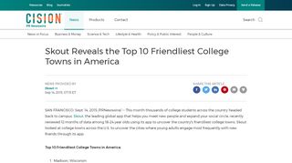 
                            11. Skout Reveals the Top 10 Friendliest College Towns in America