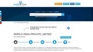 
                            8. SKRILO INDIA PRIVATE LIMITED - Company, directors and contact ...