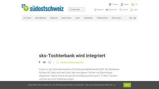 
                            11. sks-Tochterbank wird integriert | suedostschweiz.ch