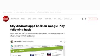 
                            10. Sky Android apps back on Google Play following hack - CNET