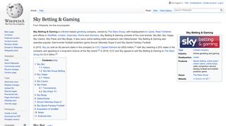 
                            9. Sky Betting & Gaming - Wikipedia
