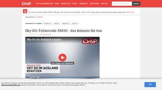 
                            7. Sky GO: Fehlercode 38830 - das können Sie tun - CHIP