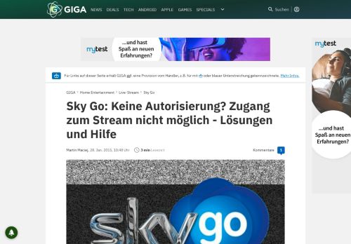 
                            6. Sky Go: Keine Autorisierung? Zugang zum Stream nicht möglich ...