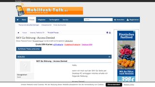 
                            3. SKY Go Störung - Access Denied | Handy Forum - Mobilfunk-Talk Forum
