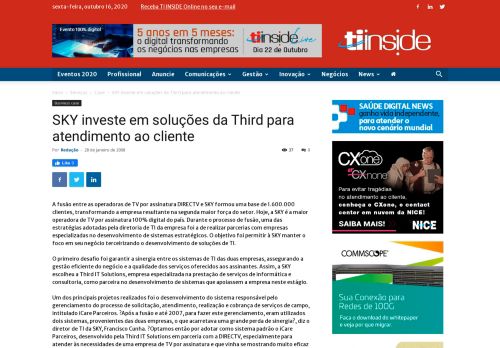 
                            11. SKY investe em soluções da Third para atendimento ao cliente - TI ...