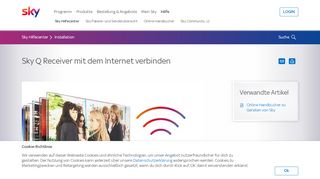 
                            3. Sky Receiver mit dem Internet verbinden - Sky - Hilfecenter