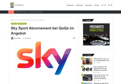 
                            13. Sky Sport Abonnement bei QoQa im Angebot – AndroidBlog.ch