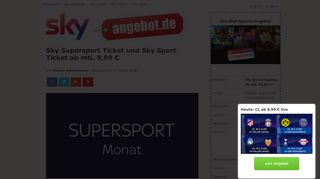 
                            4. Sky Supersport Ticket für 9,99 € - Monatsticket mit 66% Rabatt