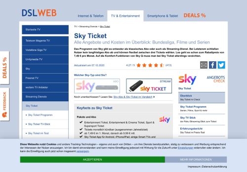 
                            8. Sky Ticket - alle Angebote + Preise + Aktionen im Februar 2019