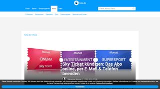 
                            10. Sky Ticket kündigen: Das Abo online beenden, per E-Mail ... - Kino.de