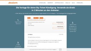 
                            8. Sky Ticket online kündigen | geprüfte Vorlage - Aboalarm