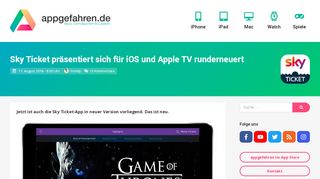 
                            11. Sky Ticket präsentiert sich für iOS und Apple TV runderneuert ...