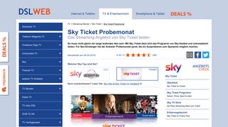 
                            6. Sky Ticket Probemonat - jetzt ohne Risiko testen - DSLWeb