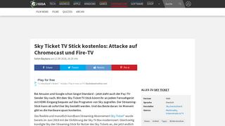 
                            6. Sky Ticket TV Stick kostenlos: Attacke auf Chromecast und Fire-TV ...