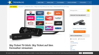 
                            10. Sky Ticket TV-Stick: Sky Ticket auf den Fernseher streamen ...