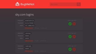 
                            9. sky.com passwords - BugMeNot