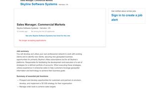 
                            9. Skyline Software Systems hiring Sales Manager, Commercial Markets ...
