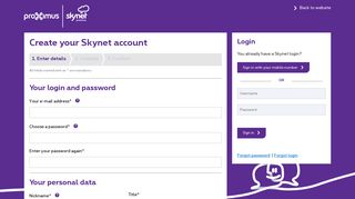 
                            1. Skynet Account registration - Proximus