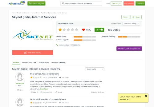 
                            9. SKYNET (INDIA) INTERNET SERVICES Reviews | Broadband ...
