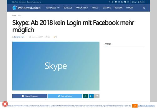 
                            8. Skype: Ab 2018 kein Login mit Facebook mehr möglich | WindowsUnited