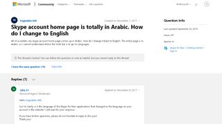 
                            4. Skype account home page is totally in Arabic. How do I change to ...