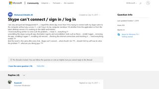 
                            10. Skype can't connect / sign in / log in - Microsoft Community