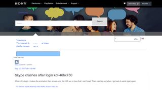 
                            7. Skype crashes after login kdl-46hx750 - Community.sony.com