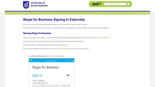 
                            13. Skype for Business External Sign In - University of South Australia