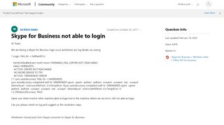 
                            1. Skype for Business not able to login - Microsoft Community