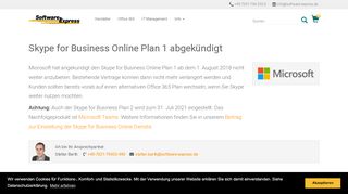 
                            6. Skype for Business Online Plan 1 abgekündigt | Lizenzen, Services ...