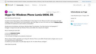
                            1. Skype für Windows Phone Lumia 640XL DS - Microsoft Community