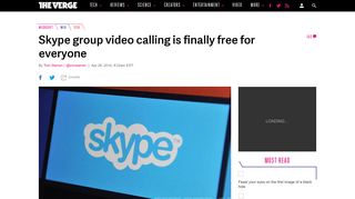 
                            10. Skype group video calling is finally free for everyone - The Verge