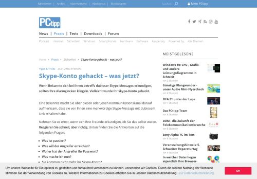 
                            10. Skype-Konto gehackt – was jetzt? - PCtipp.ch