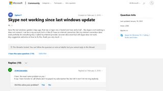 
                            7. Skype not working since last windows update - Microsoft Community