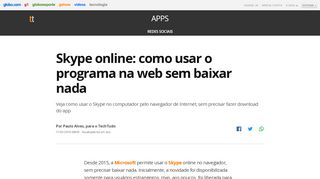 
                            13. Skype online: como usar o programa na web sem baixar nada | Redes ...